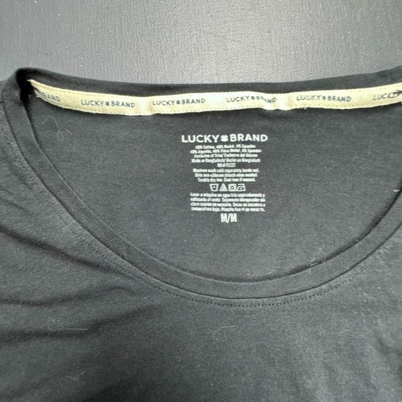 Lucky Brand Black Long Sleeve Tee Shirt Women's Medium Black Soft Casual Basics - Picture 2 of 7